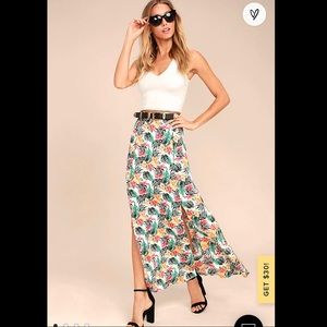 Lucy Love White Floral Print Maxi Skirt